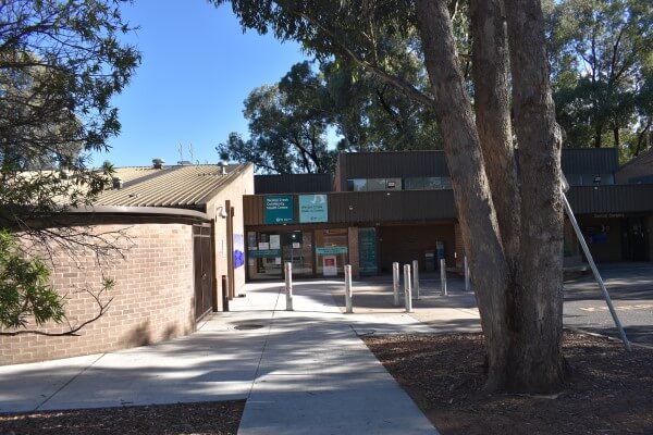 The Weston Creek Community Health Centre and Walk-in Centre building showing the entrance