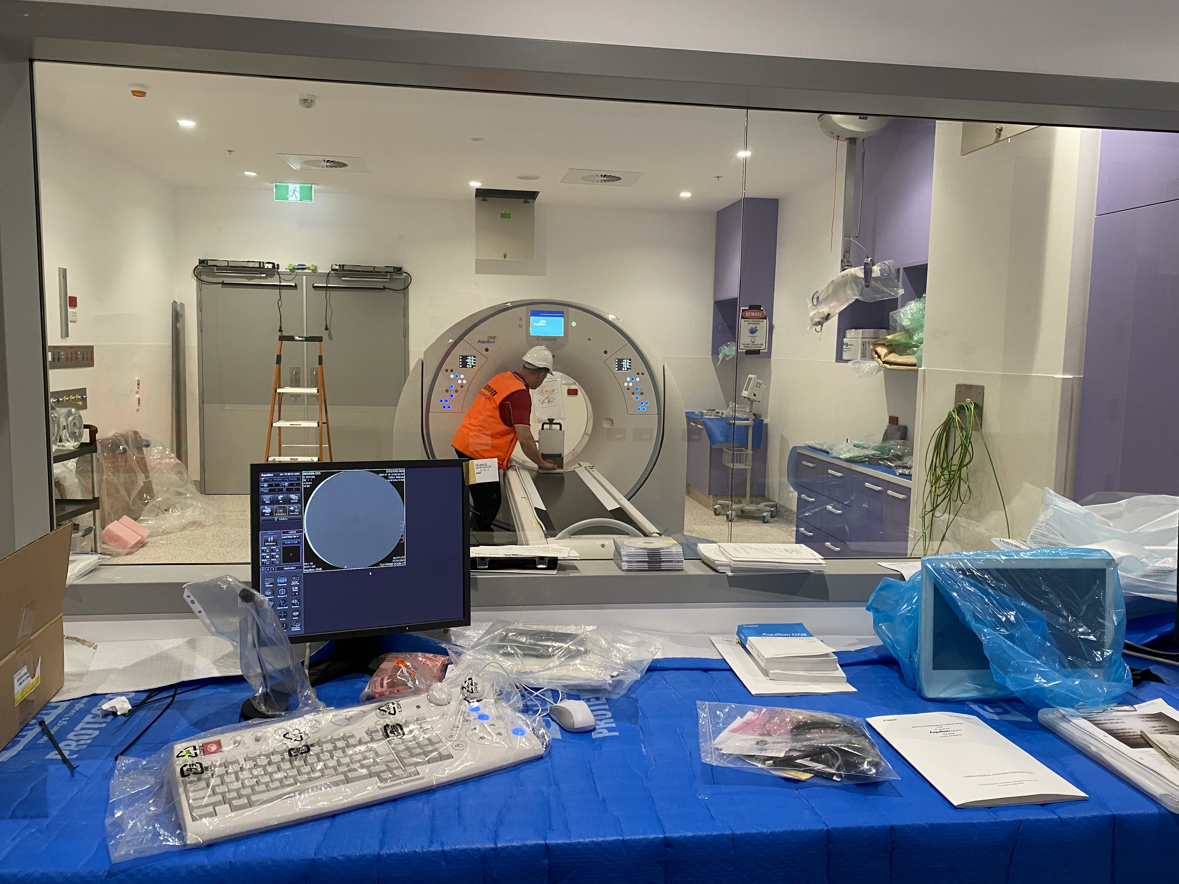 Medical imaging equipment being installed