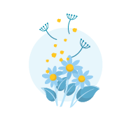 An illustration of pollen and other allergens.