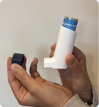Image of an asthma puffer with no cap.