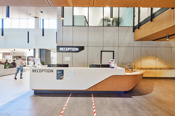 The main reception and foyer of University of Canberra Hospital