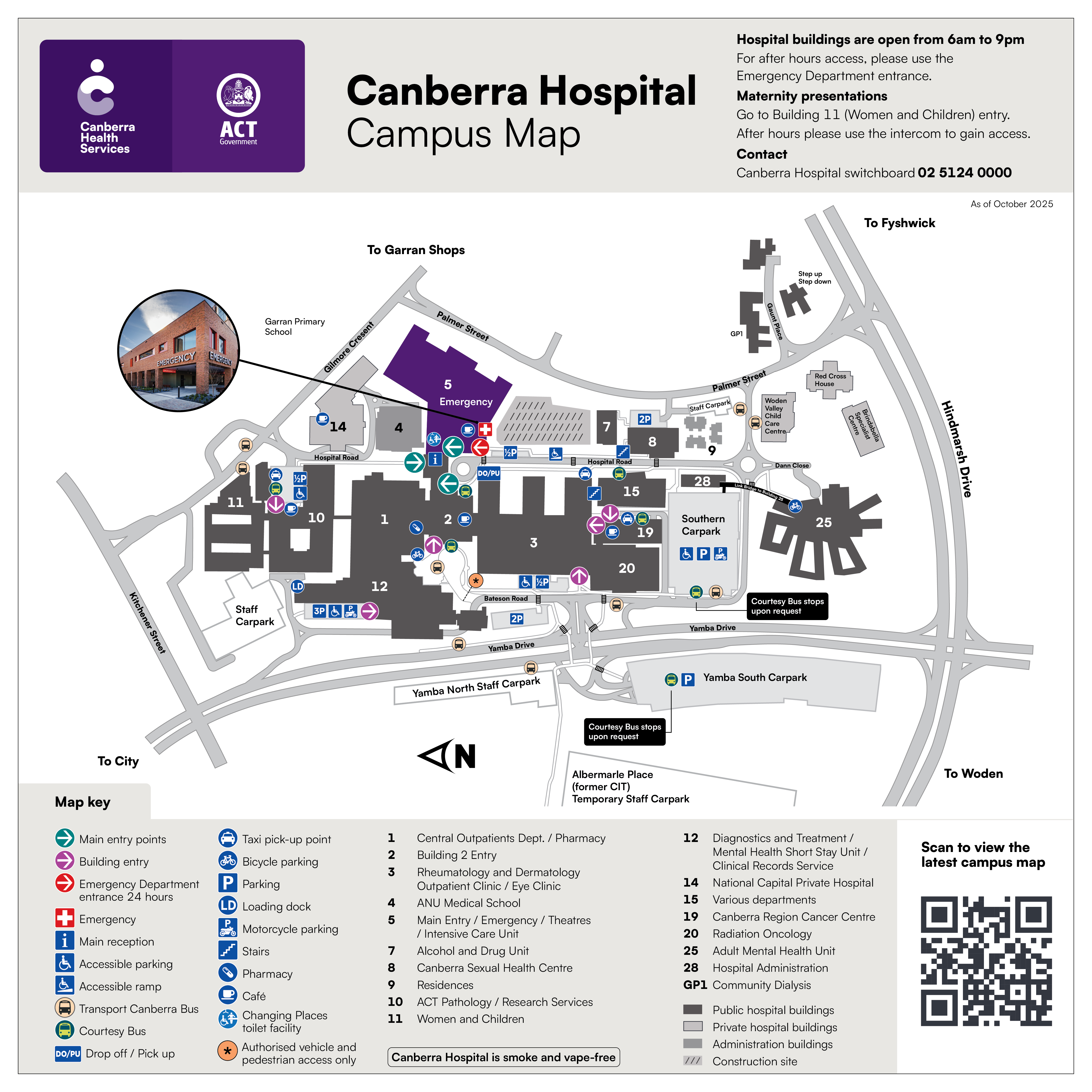 Canberra Hospital campus map Canberra Hospital campus map