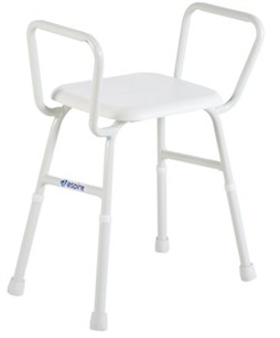 White shower stool with armrests